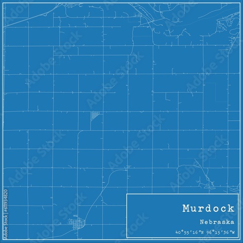 Blueprint US city map of Murdock, Nebraska.