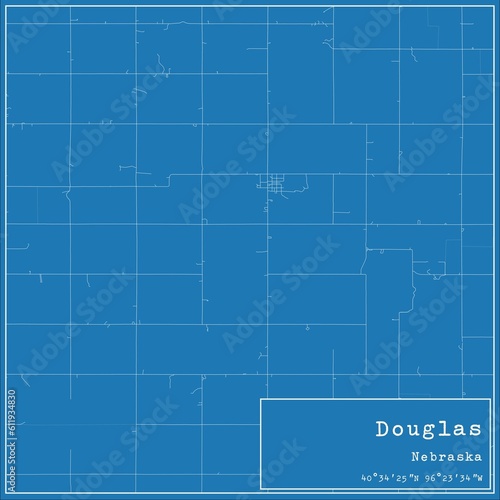 Blueprint US city map of Douglas, Nebraska.