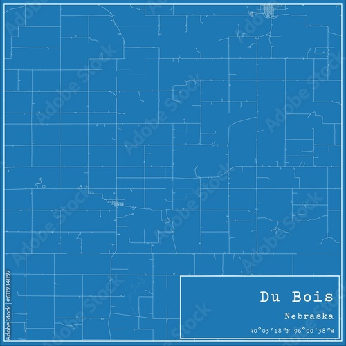 Blueprint US city map of Du Bois  Nebraska.