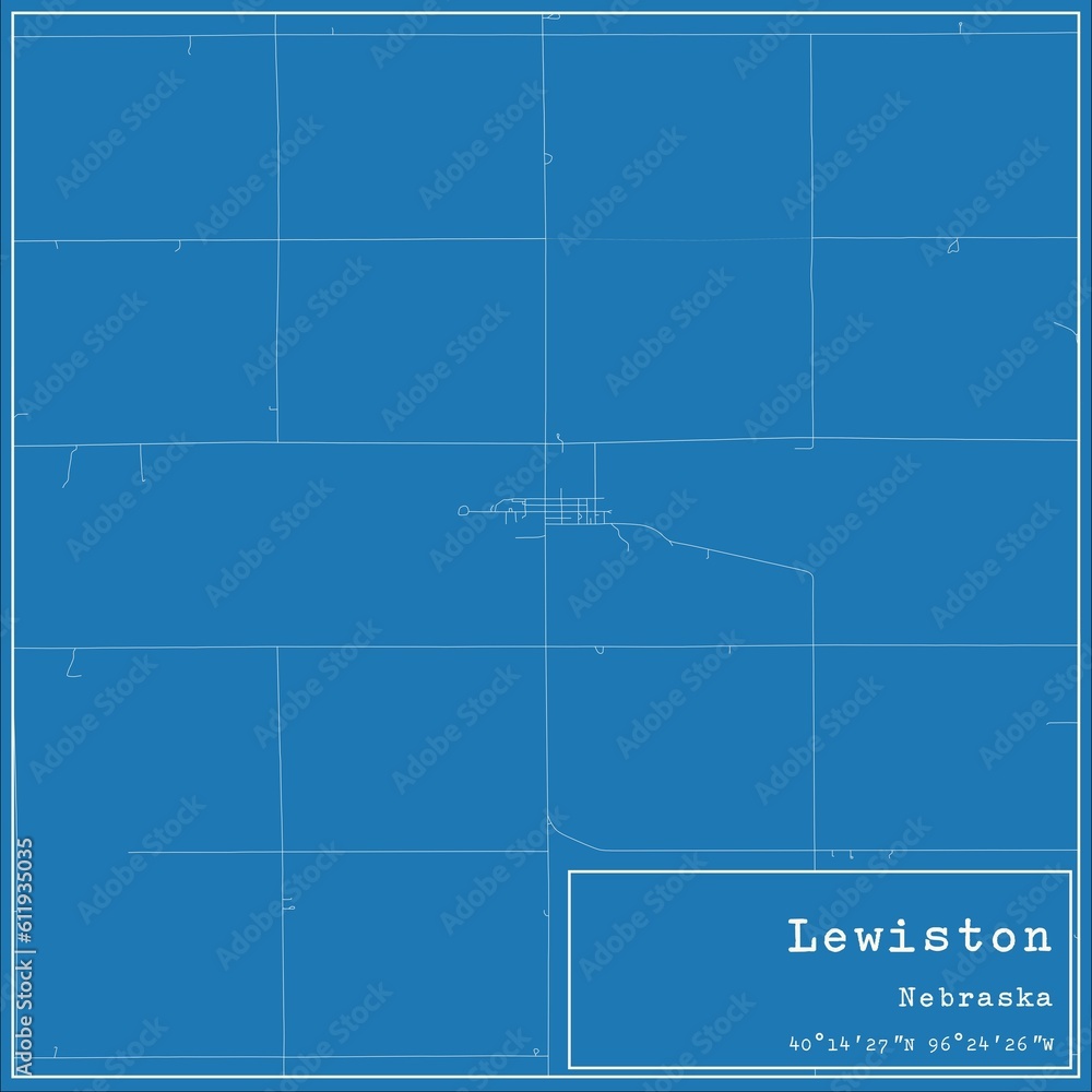 Blueprint US city map of Lewiston, Nebraska.
