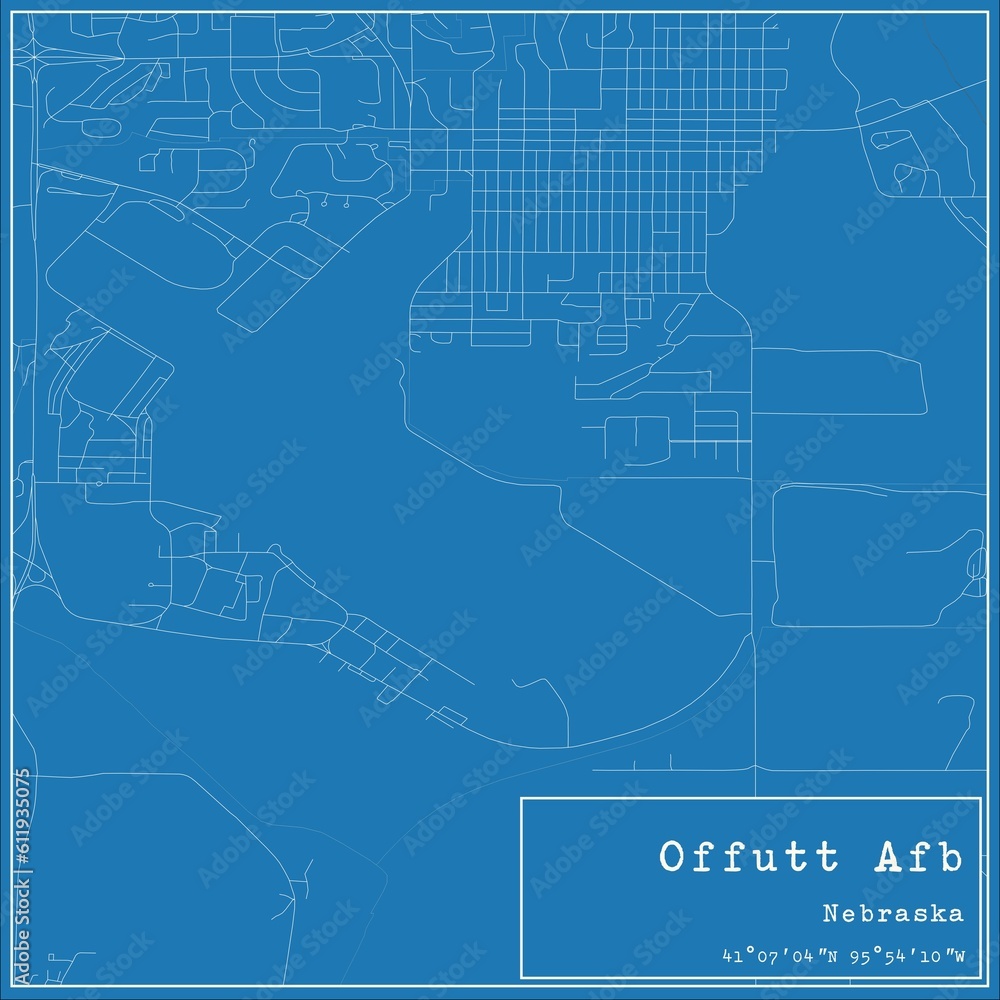Blueprint US city map of Offutt Afb, Nebraska. Blueprint US city map of Offutt Afb, Nebraska.