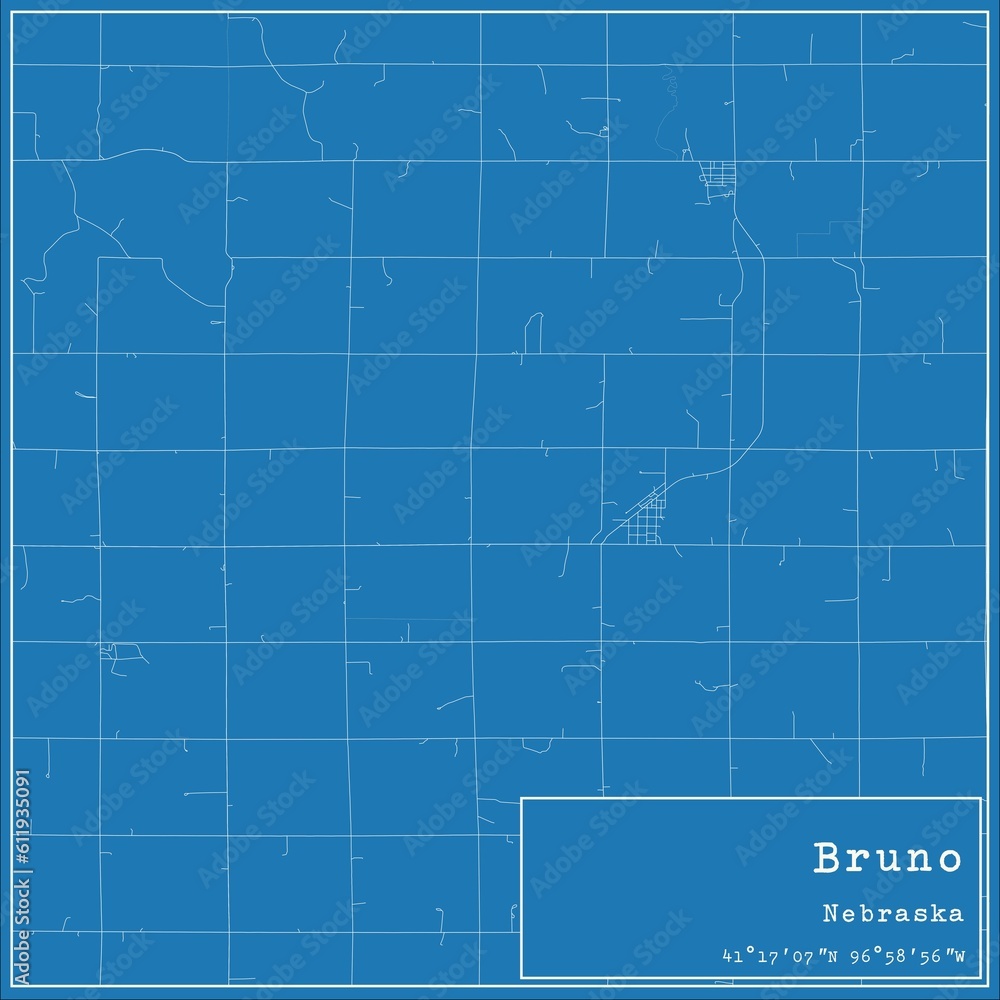 Blueprint US city map of Bruno, Nebraska. Blueprint US city map of Bruno, Nebraska.