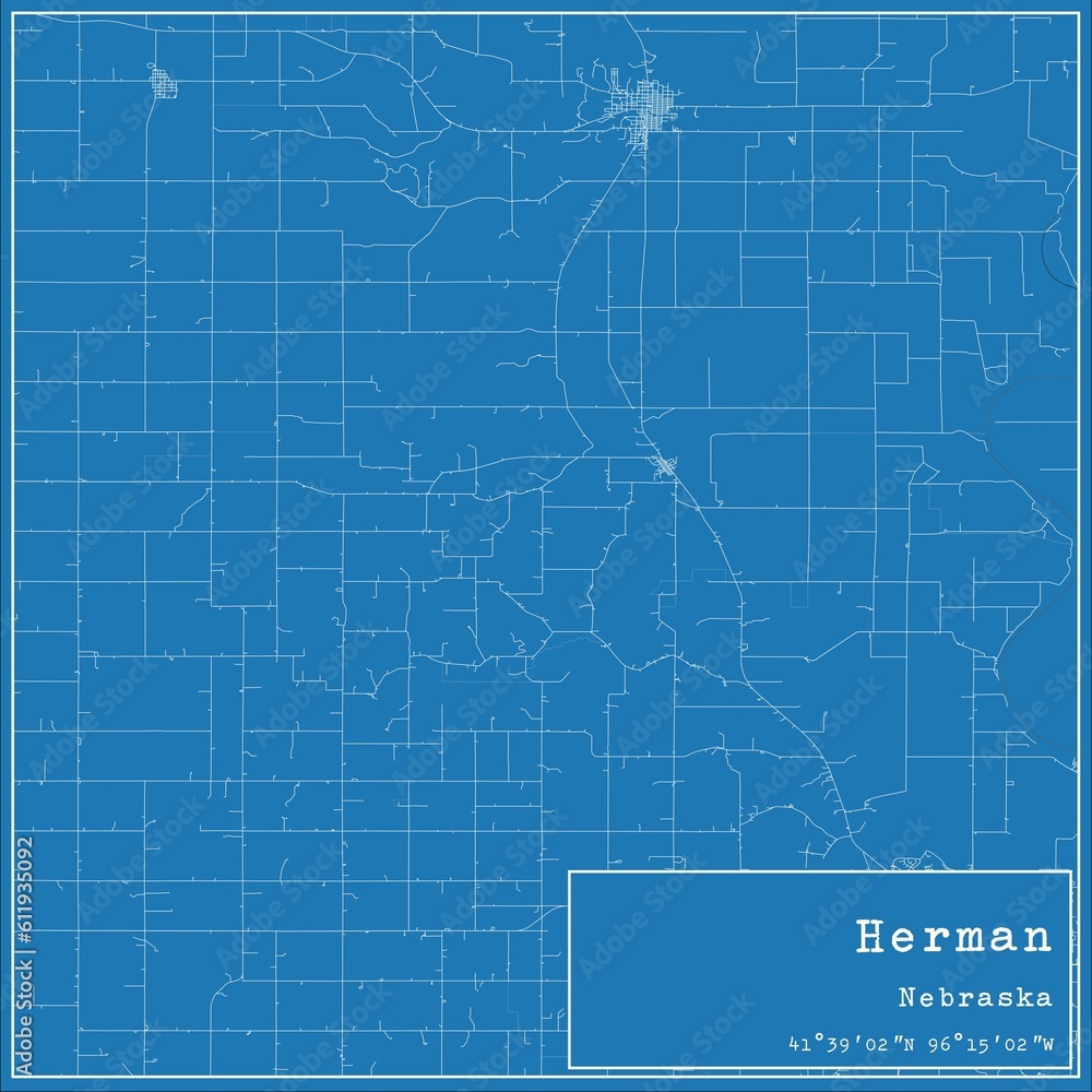 Blueprint US city map of Herman, Nebraska. Stock Illustration Adobe Stock