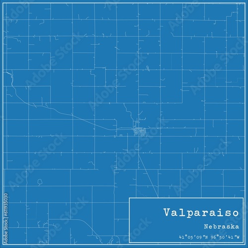 Blueprint US city map of Valparaiso, Nebraska. photo