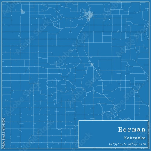 Blueprint US city map of Herman, Nebraska. photo