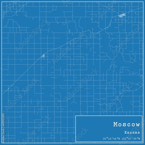 Blueprint US city map of Moscow, Kansas. © Rezona