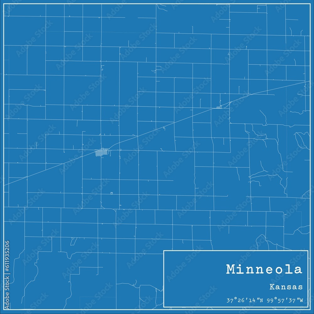 Obraz premium Blueprint US city map of Minneola, Kansas.