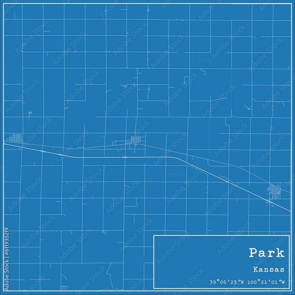 Blueprint US city map of Park, Kansas.