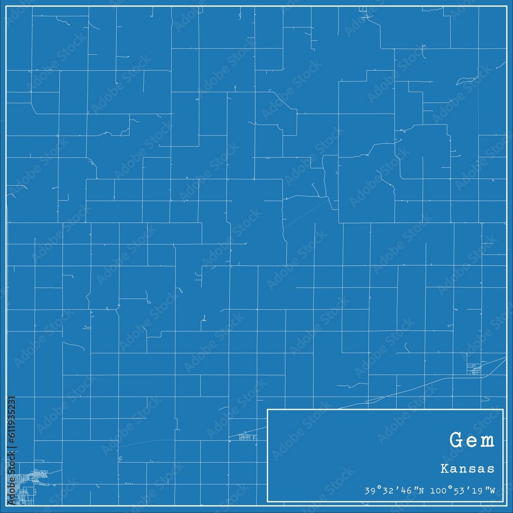 Blueprint US city map of Gem, Kansas. Blueprint US city map of Gem, Kansas.