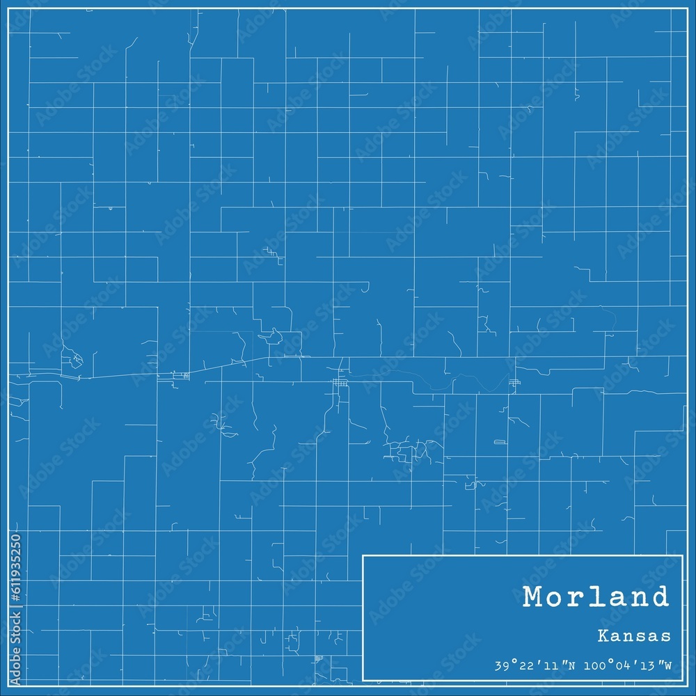 Blueprint US city map of Morland, Kansas.