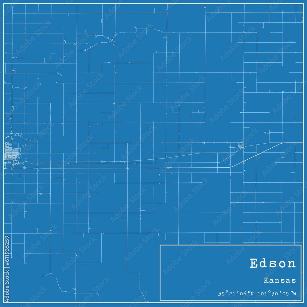 Fototapeta premium Blueprint US city map of Edson, Kansas.