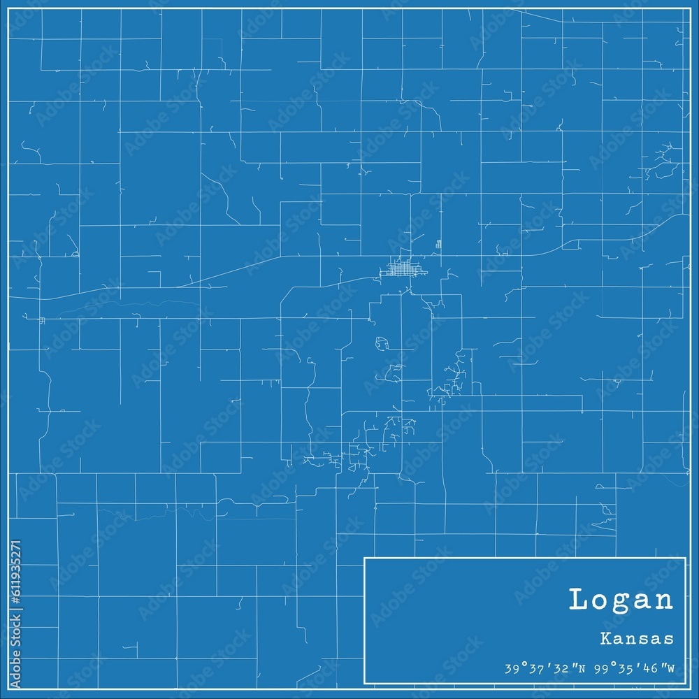 Blueprint US city map of Logan, Kansas. Blueprint US city map of Logan, Kansas.