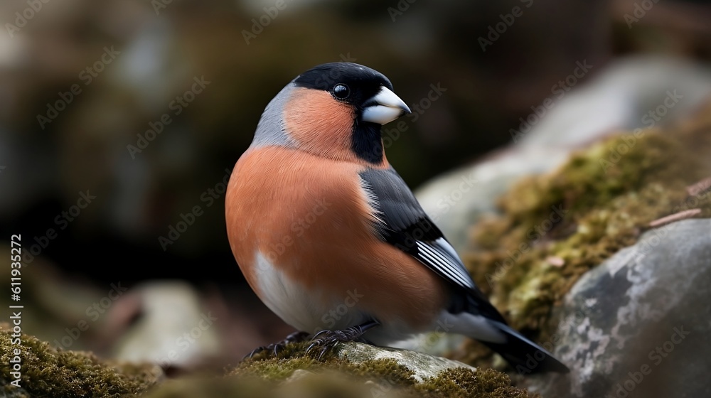 Fototapeta premium The Eurasian bullfinch. Generative AI