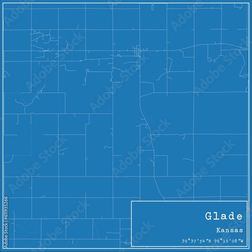 Blueprint US city map of Glade, Kansas.