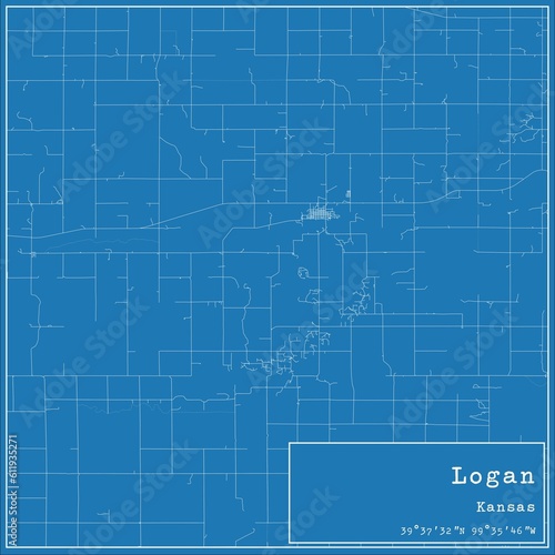 Wallpaper Mural Blueprint US city map of Logan, Kansas. Torontodigital.ca