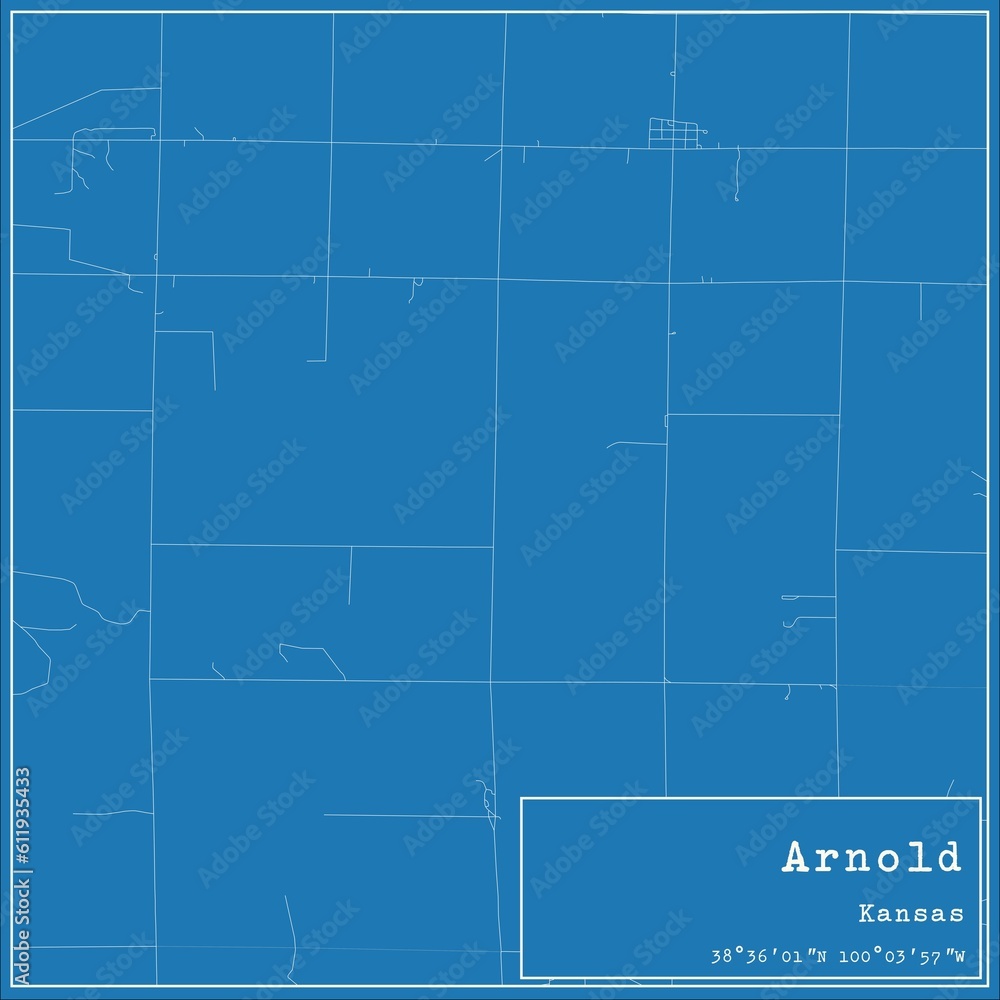 Blueprint US city map of Arnold, Kansas.