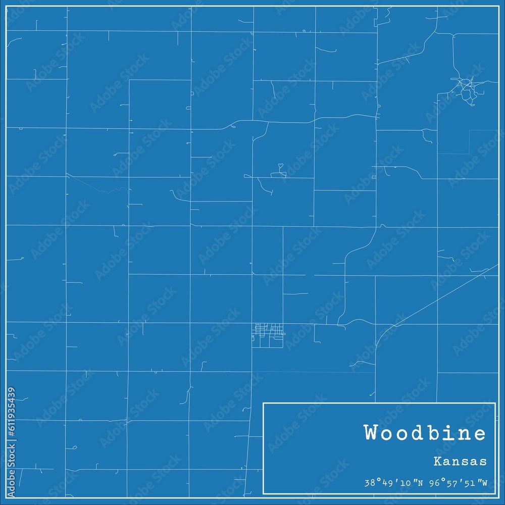 Blueprint US city map of Woodbine, Kansas. Blueprint US city map of Woodbine, Kansas.