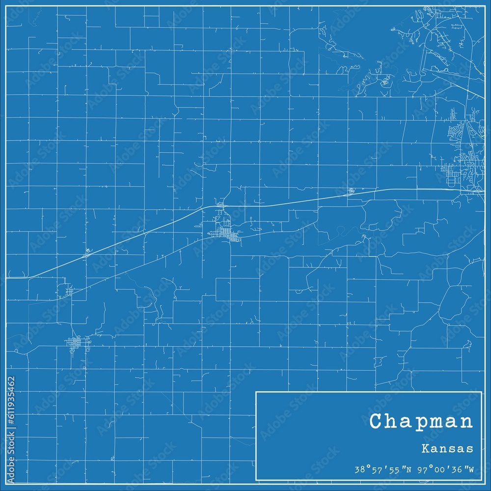 Fototapeta premium Blueprint US city map of Chapman, Kansas.