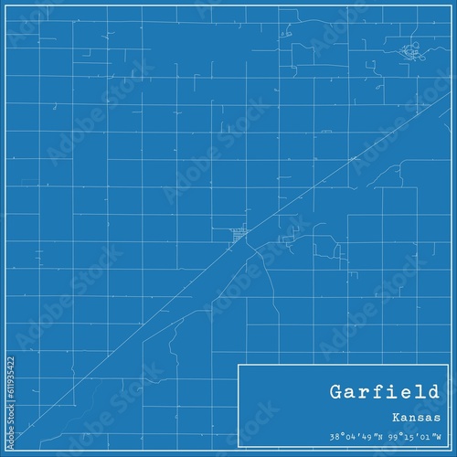 Blueprint US city map of Garfield  Kansas.