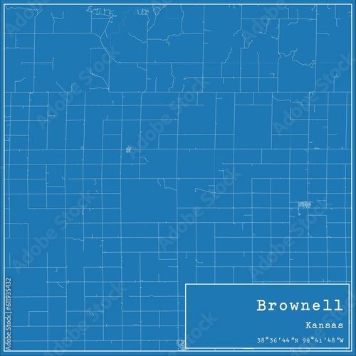 Blueprint US city map of Brownell  Kansas.