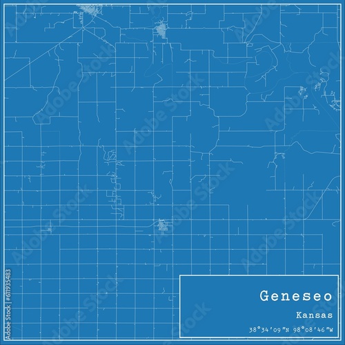 Blueprint US city map of Geneseo, Kansas.