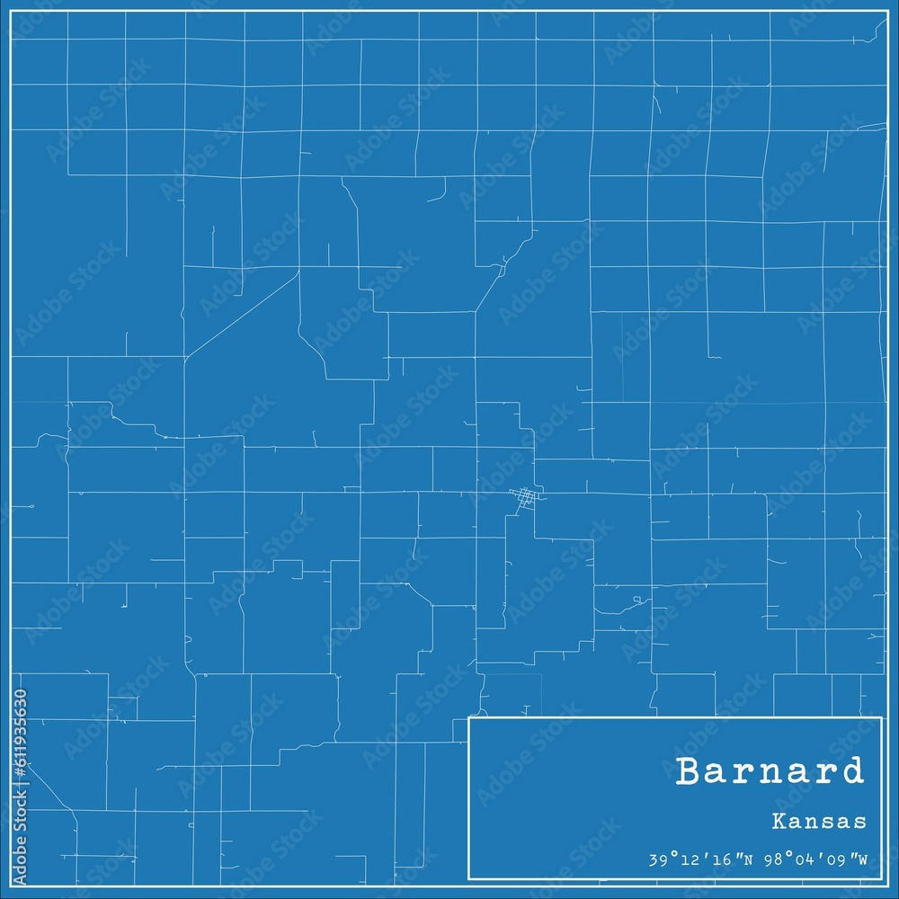 Blueprint US city map of Barnard, Kansas.