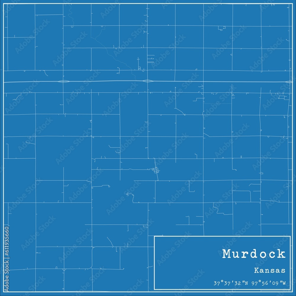 Obraz premium Blueprint US city map of Murdock, Kansas.