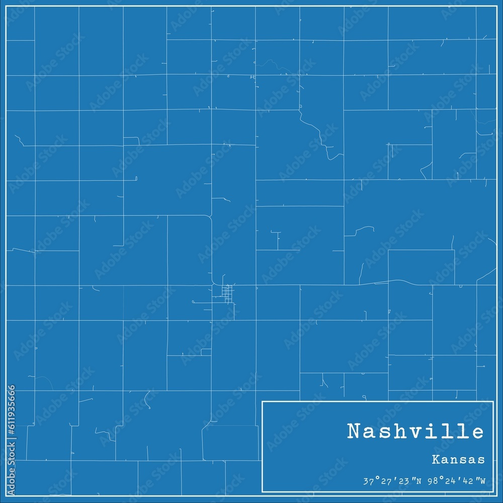 Blueprint US city map of Nashville, Kansas.