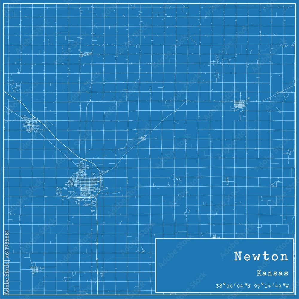 Blueprint US city map of Newton, Kansas. Blueprint US city map of Newton, Kansas.