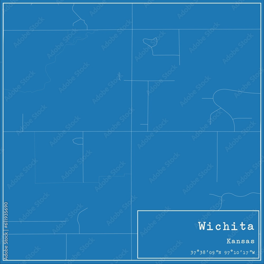 Fototapeta premium Blueprint US city map of Wichita, Kansas.