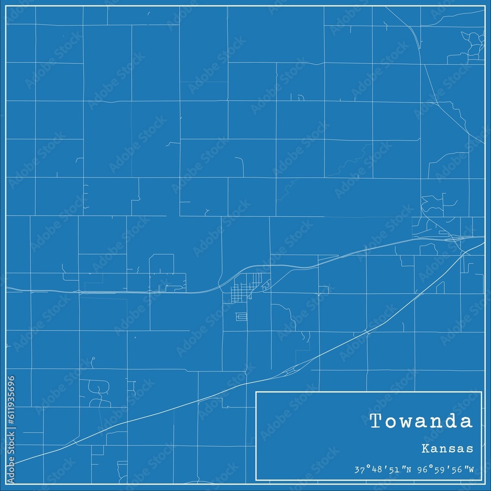 Blueprint US city map of Towanda, Kansas. Blueprint US city map of Towanda, Kansas.