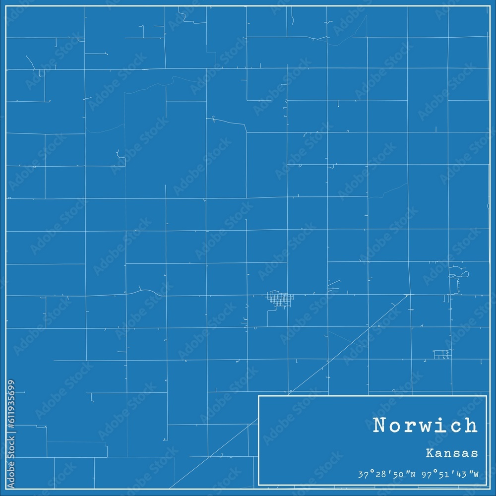 Blueprint US city map of Norwich, Kansas. Blueprint US city map of Norwich, Kansas.