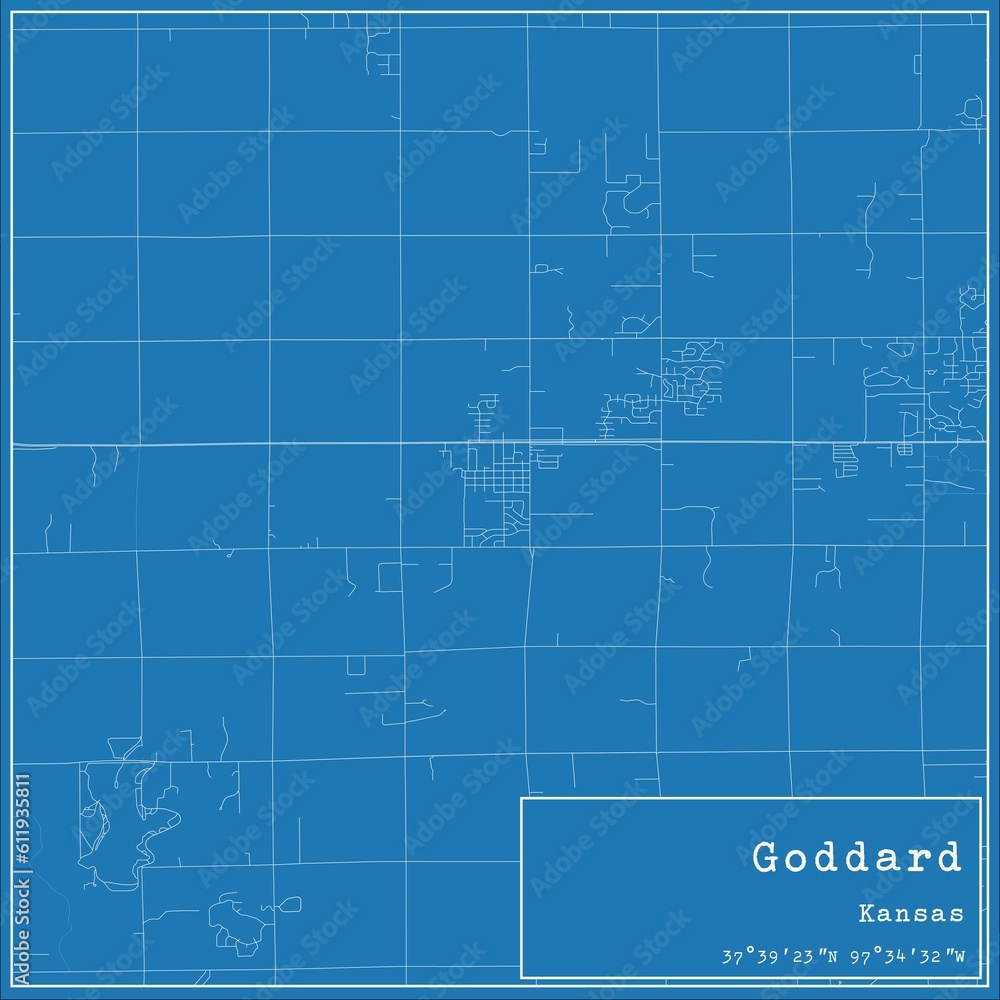 Blueprint US city map of Goddard, Kansas. Blueprint US city map of Goddard, Kansas.