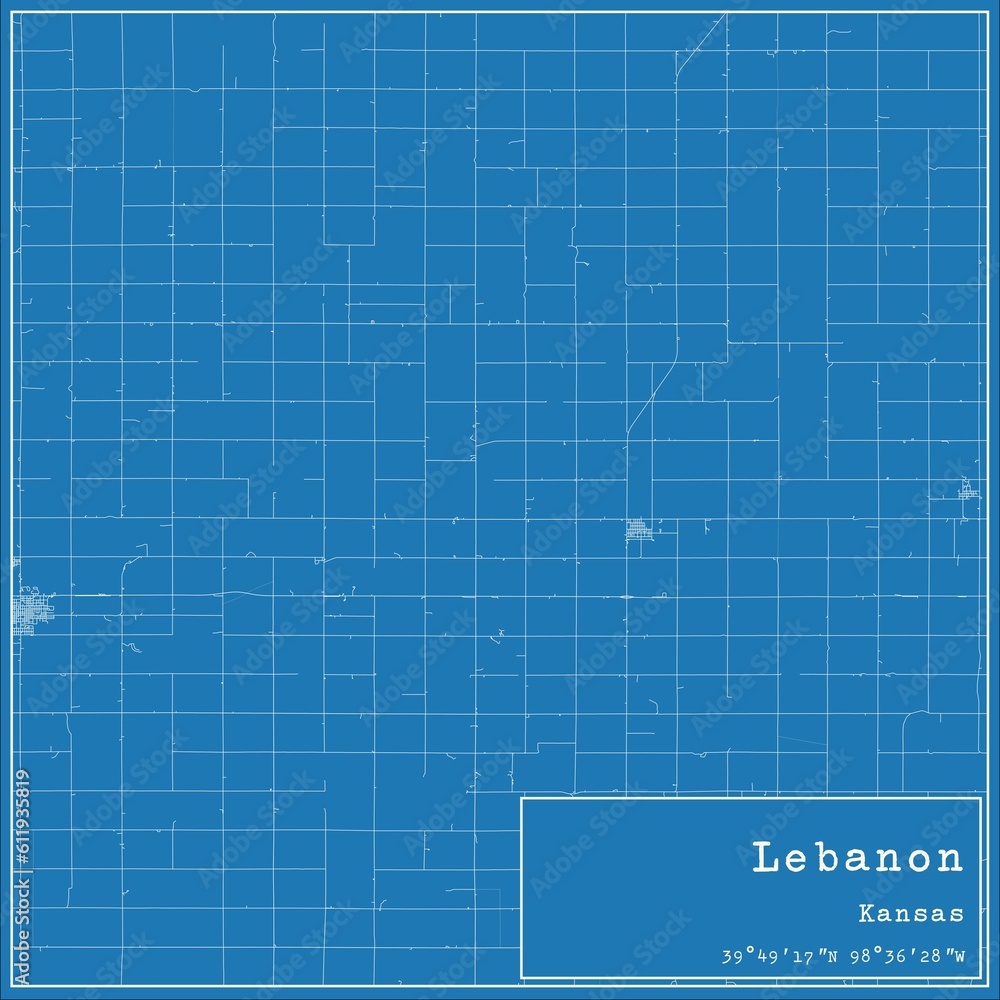 Blueprint US city map of Lebanon, Kansas. Blueprint US city map of Lebanon, Kansas.