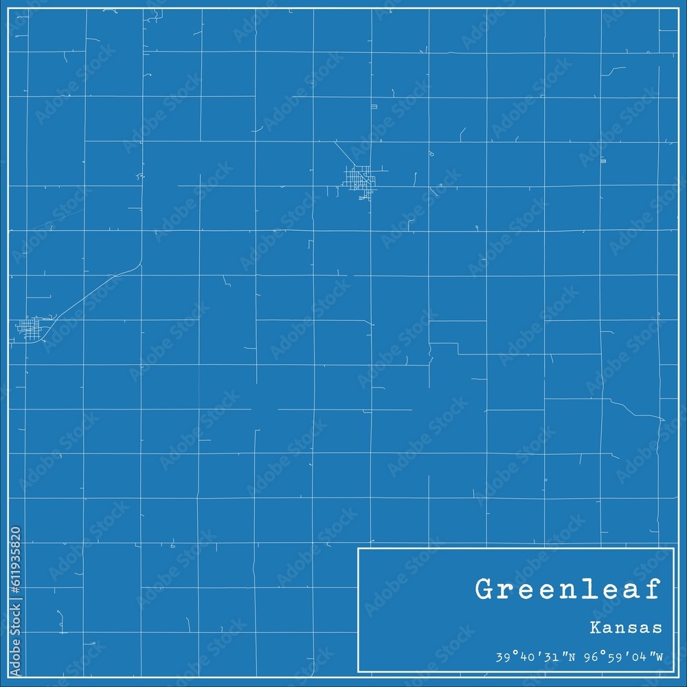 Obraz premium Blueprint US city map of Greenleaf, Kansas.