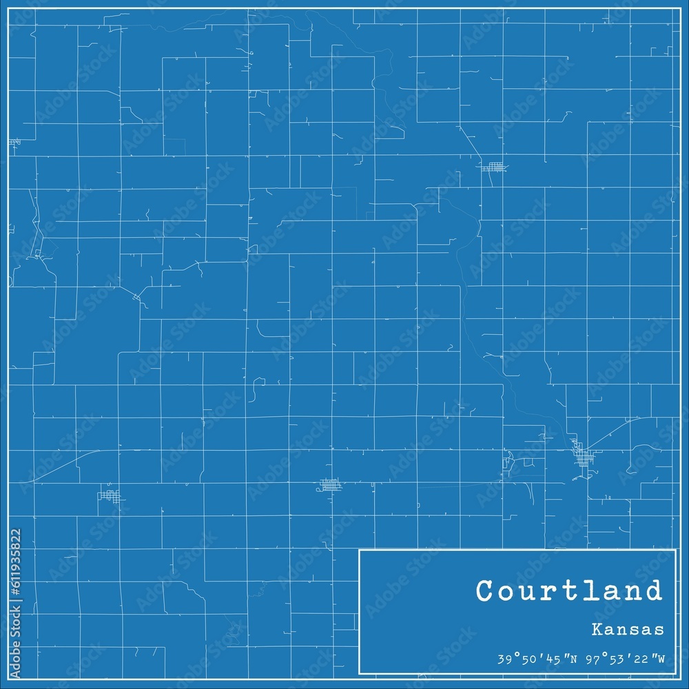 Blueprint US city map of Courtland, Kansas. Blueprint US city map of Courtland, Kansas.