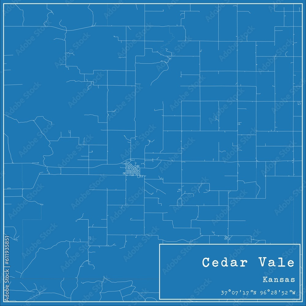 Blueprint US city map of Cedar Vale, Kansas. Blueprint US city map of Cedar Vale, Kansas.