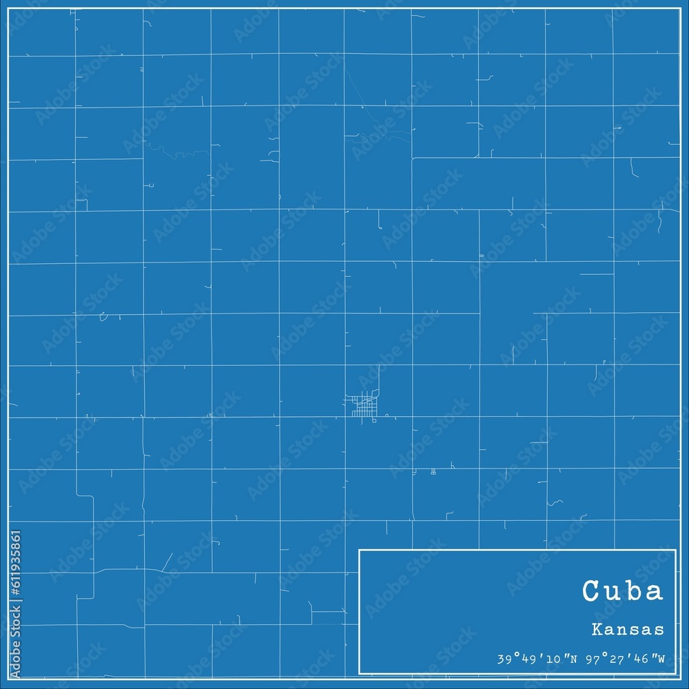 Blueprint US city map of Cuba, Kansas. Blueprint US city map of Cuba, Kansas.