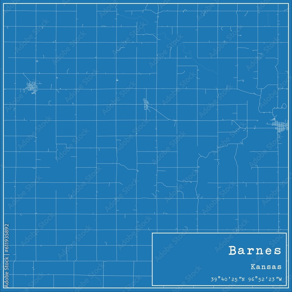 Blueprint US city map of Barnes, Kansas. Blueprint US city map of Barnes, Kansas.