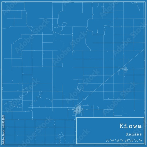 Blueprint US city map of Kiowa  Kansas.