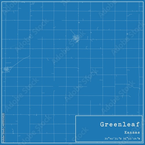 Blueprint US city map of Greenleaf  Kansas.
