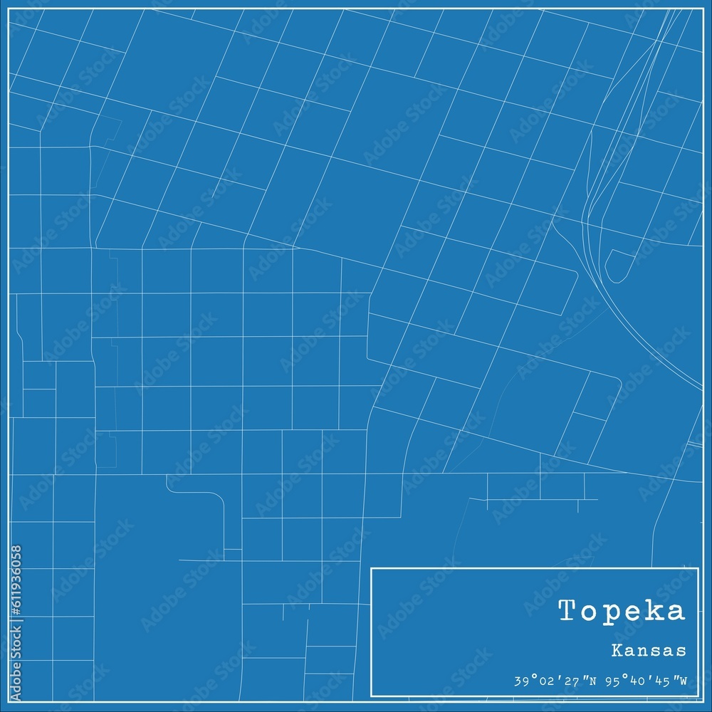 Blueprint US city map of Topeka, Kansas. Blueprint US city map of Topeka, Kansas.