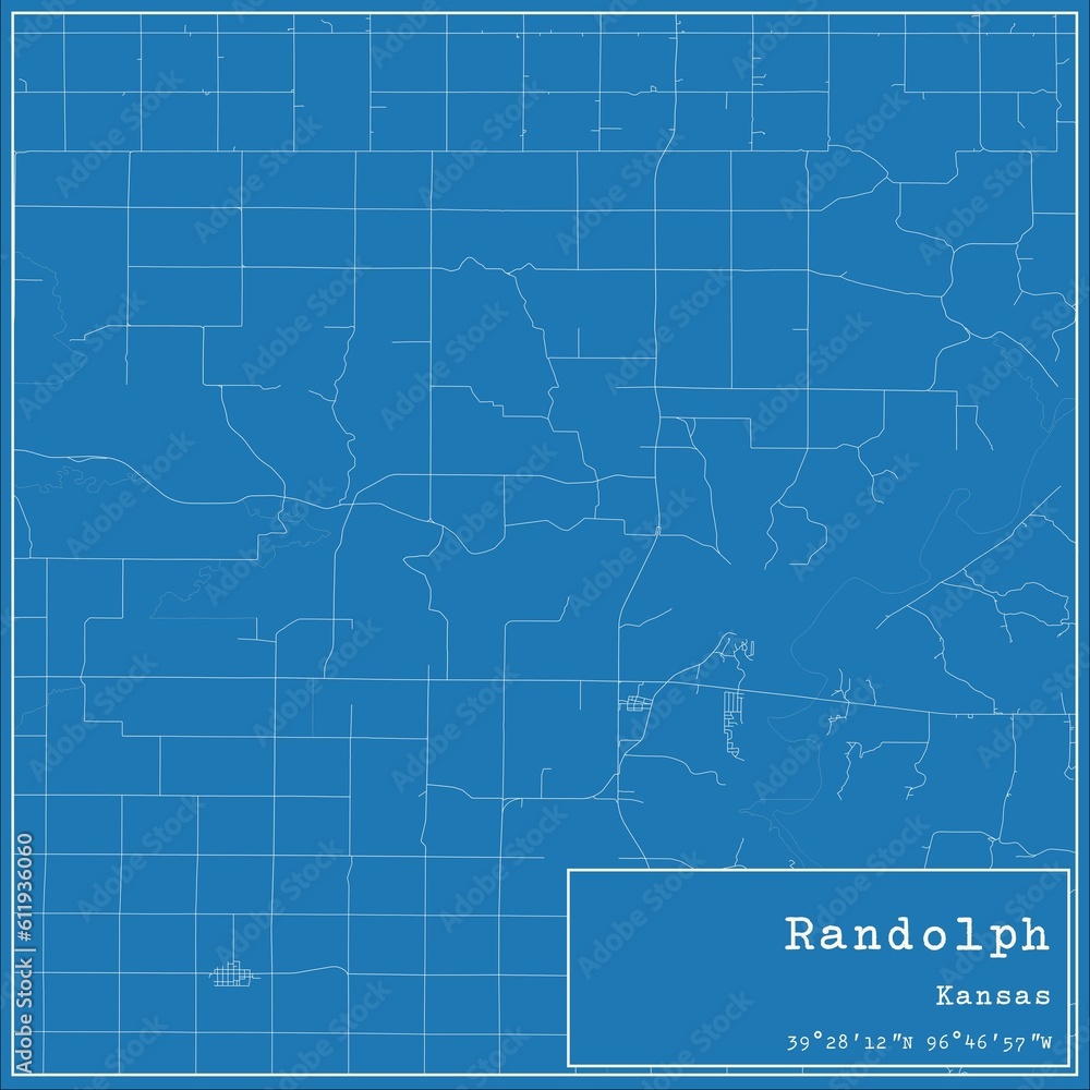 Obraz premium Blueprint US city map of Randolph, Kansas.