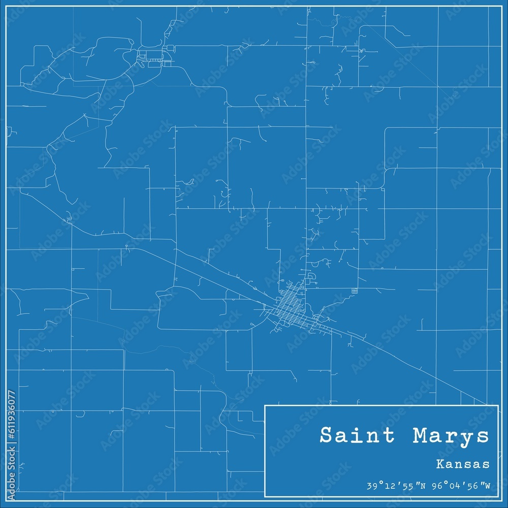 Fototapeta premium Blueprint US city map of Saint Marys, Kansas.