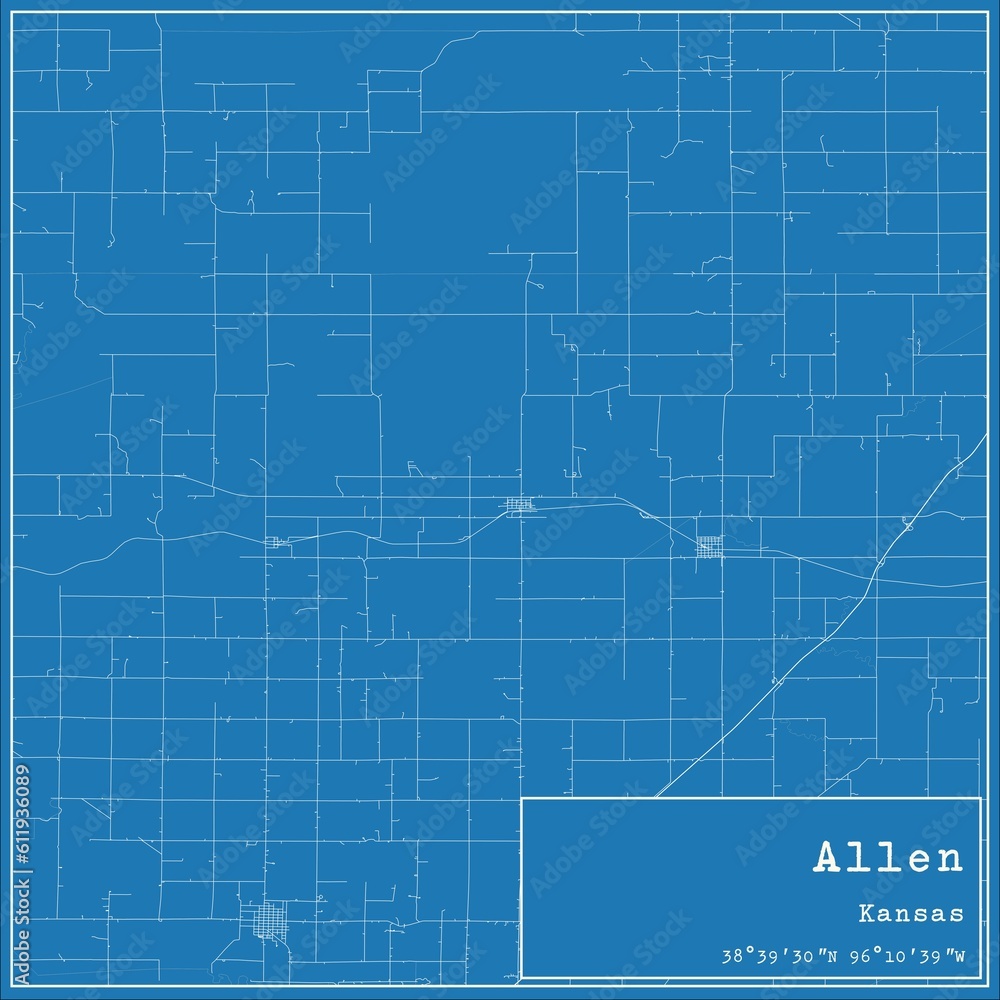 Blueprint US city map of Allen, Kansas. Blueprint US city map of Allen, Kansas.