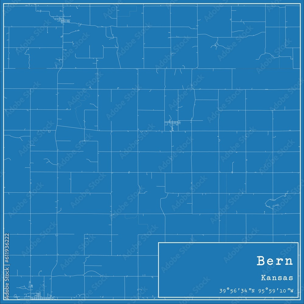 Blueprint US city map of Bern, Kansas. Blueprint US city map of Bern, Kansas.
