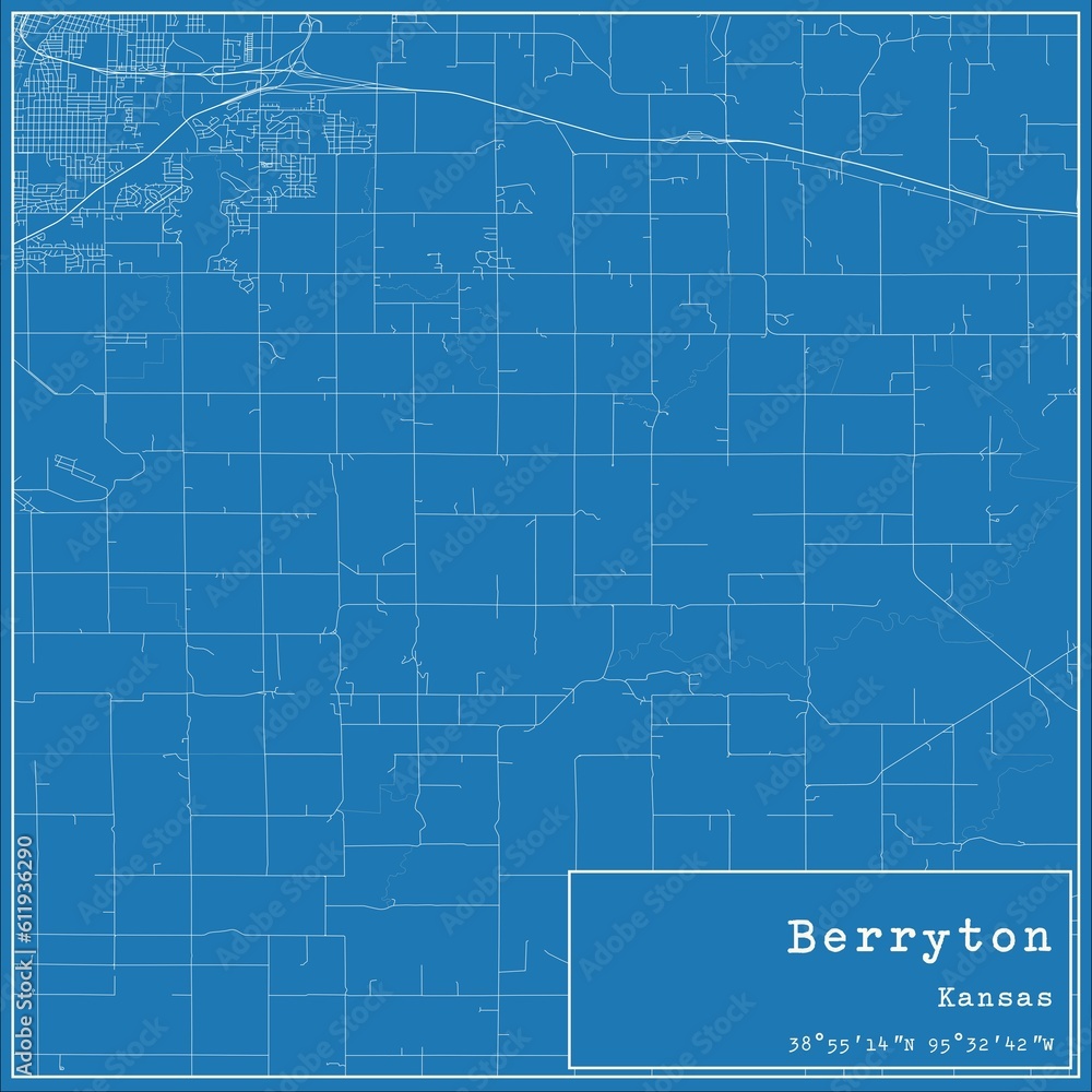 Blueprint US city map of Berryton, Kansas. Blueprint US city map of Berryton, Kansas.