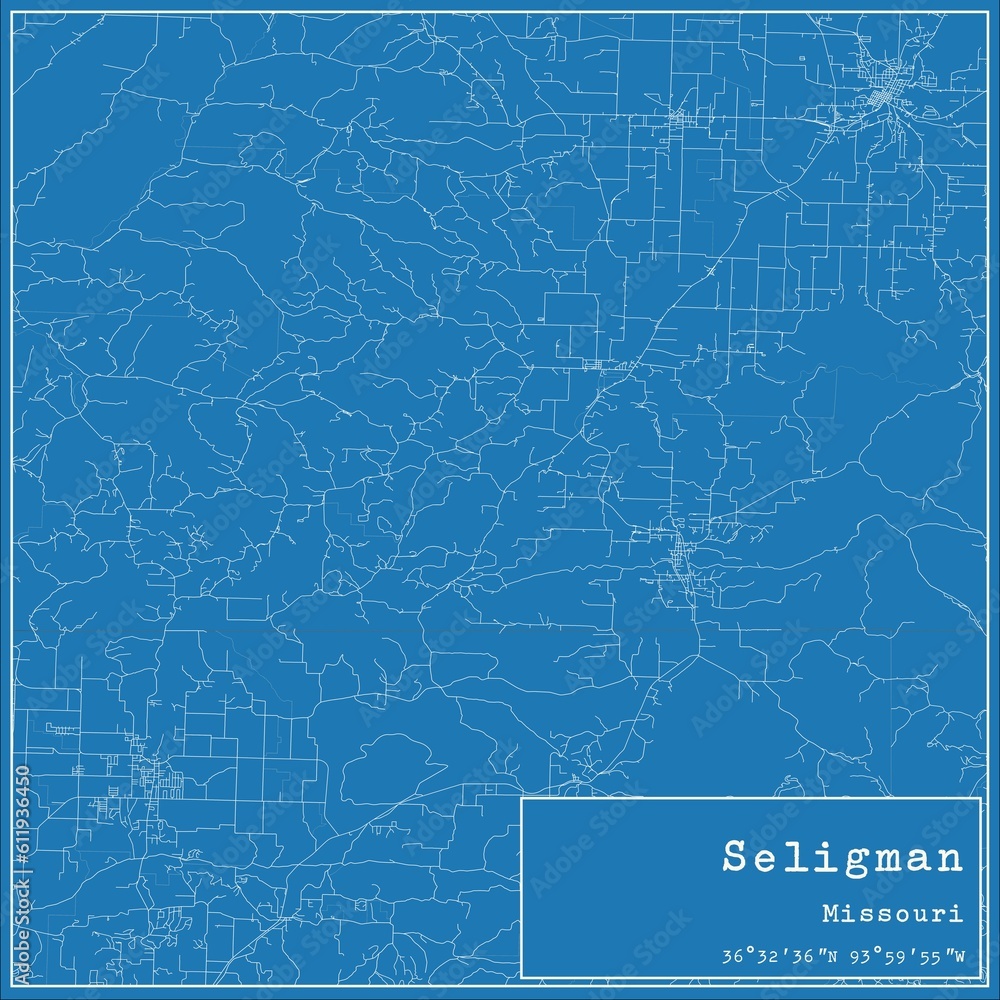 Blueprint US city map of Seligman, Missouri. Blueprint US city map of Seligman, Missouri.