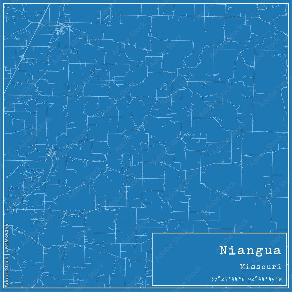 Blueprint US city map of Niangua, Missouri.