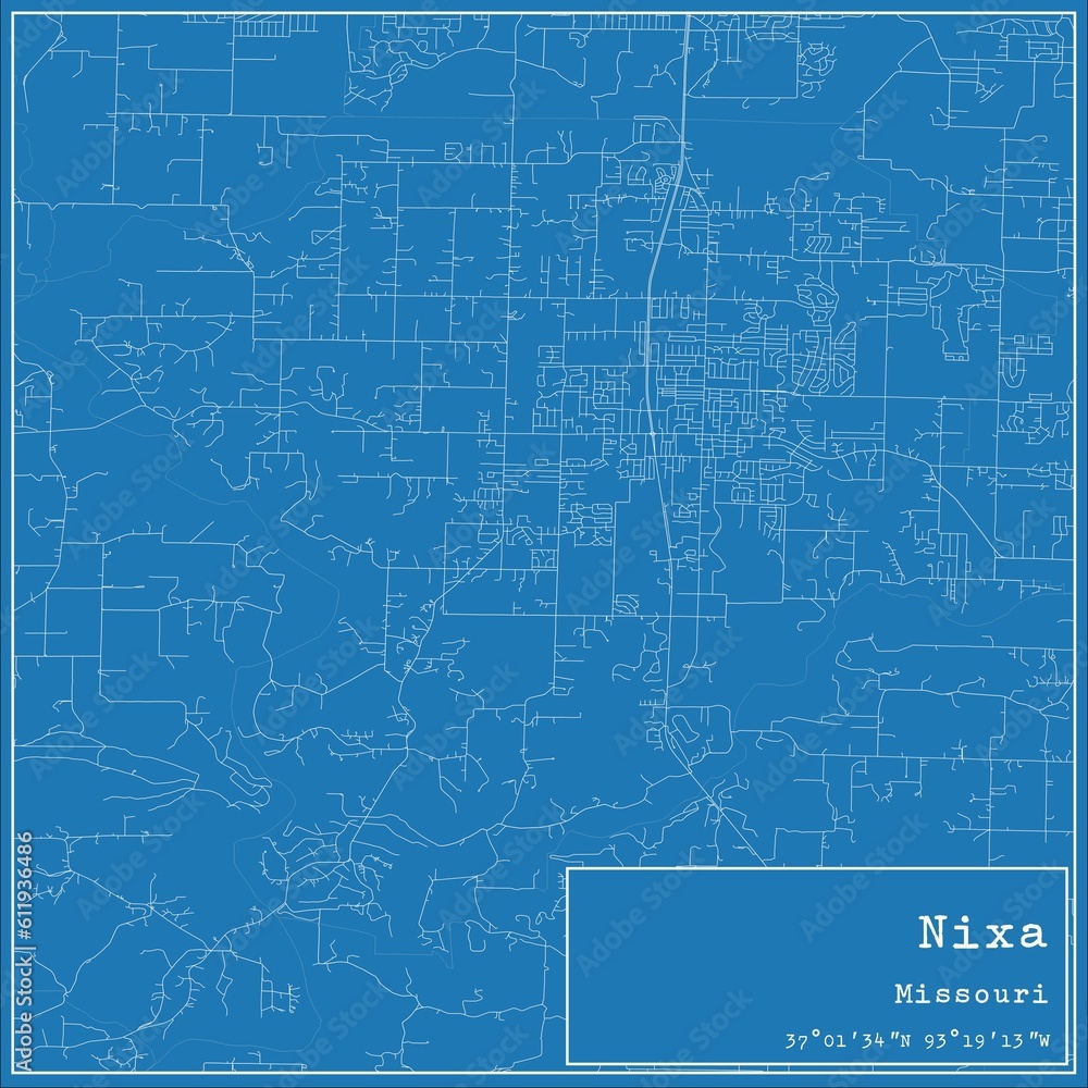 Blueprint US city map of Nixa, Missouri. Blueprint US city map of Nixa, Missouri.